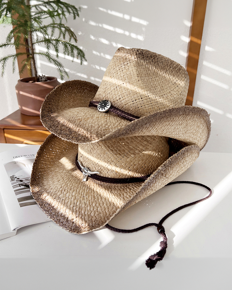 Western Cowboy Raffia Straw Hat