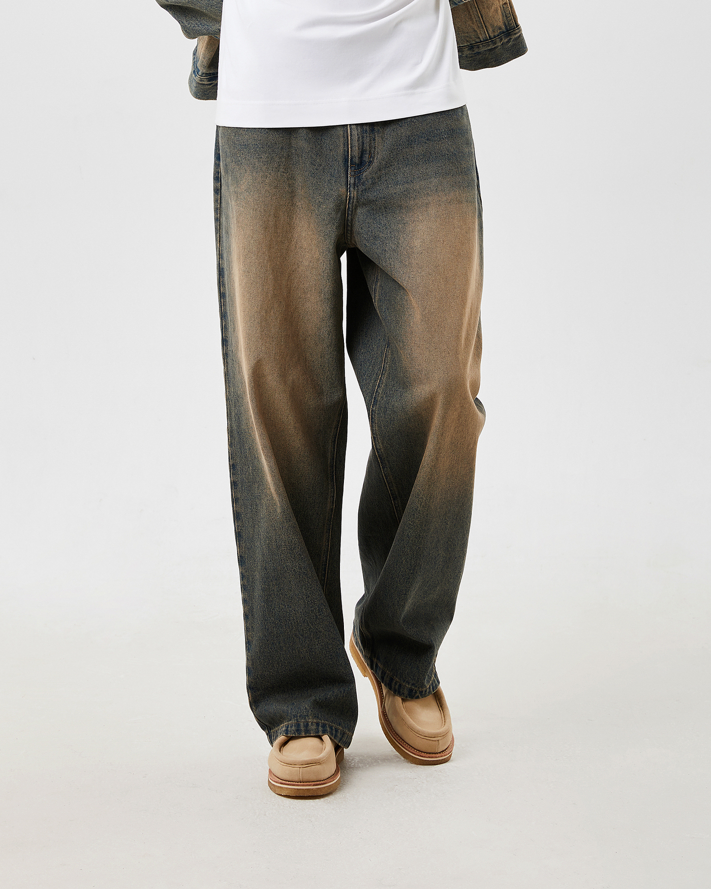 Retro Heavy Washed Faded Jeans