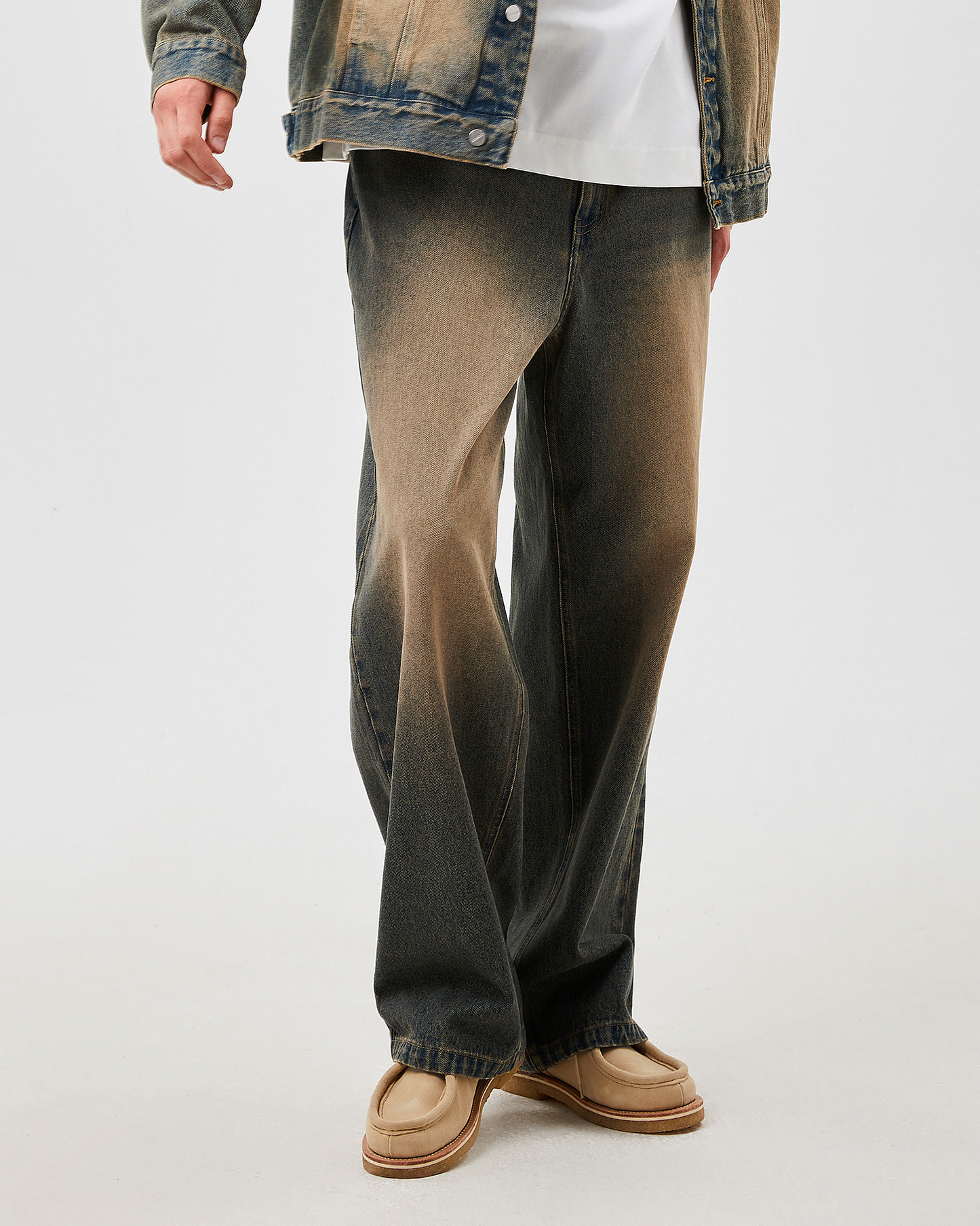Retro Heavy Washed Faded Jeans