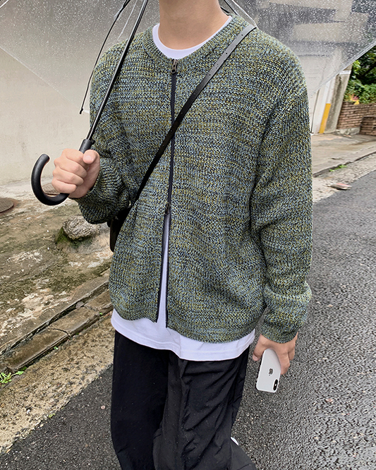 Knitted Gradient Zip Cardigan