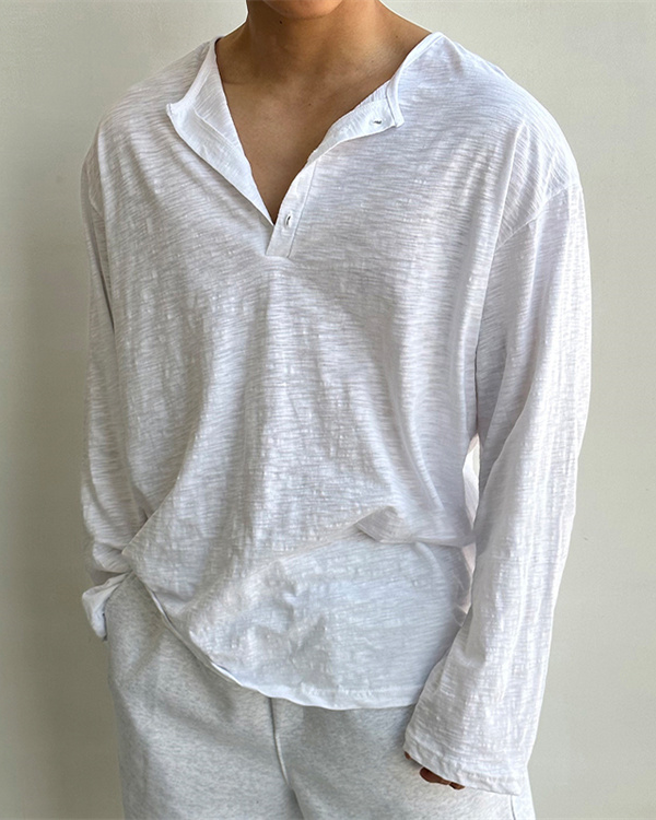 Lightweight Textured Long Sleeve T-Shirt